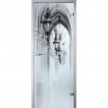 Buy Single-leaf PVC 900x2100 door with light-permeable glass 5+5mm with UV stone printing at Factory Prices