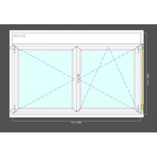 Buy Metal-plastic window 2182x1384 mm BlueEvolution 73, with Euro blinds, grey anthracite, ash white inside, single-chamber double-glazed window 4/16/4, Salamander at Factory Prices