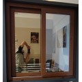 Buy Metal-plastic window Salamander 1175 x 1240 mm Corredera e-Drive SF, walnut color, 24 mm (2 pcs.) single-chamber double-glazed window 4/16/4 at Factory Prices