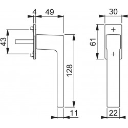 Manija abatible para ventanas de PVC Austin, aluminio Manija abatible para ventanas de PVC Austin, aluminio