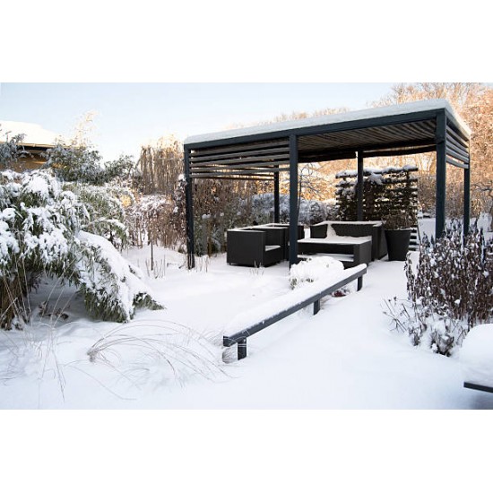 Factory for the production of Pergola at Producer Prices Buy Bioclimatic Winter pergola with warm glazing 3m x 4m Pergola motorized graphite/grey at Factory Prices