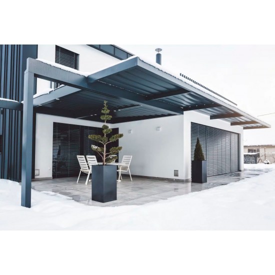 Factory for the production of Pergola at Producer Prices Buy Bioclimatic Winter pergola with warm glazing 3m x 4m Pergola motorized graphite/grey at Factory Prices