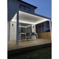 Commandez Pergola à ciel ouvert et stores de pluie et soleil 4m x 4m x 2.5m Louvre Pergola Pergola LED - autoportante motorisée (blanche) aux prix dusine