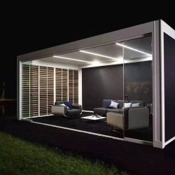 Веранда с раздвижными жалюзи, патио, пергола 4 м x 3 м x 2,5 м Лувр Pergola LED - отдельно стоящая,  автоматическая, белая Веранда с раздвижными жалюзи, патио, пергола 4 м x 3 м x 2,5 м Лувр Pergola LED - отдельно стоящая,  автоматическая, белая