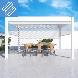 Bioclimatic pergola 4 m x 3 m x 2.5 m freestanding, Pergola LED / automatic, white, sun and rain protection Bioclimatic pergola 4 m x 3 m x 2.5 m freestanding, Pergola LED / automatic, white, sun and rain protection