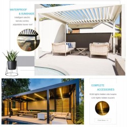Bioclimatic pergola 4 m x 3 m x 2.5 m freestanding, Pergola LED / automatic, white, sun and rain protection Bioclimatic pergola 4 m x 3 m x 2.5 m freestanding, Pergola LED / automatic, white, sun and rain protection