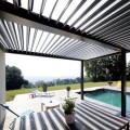 Buy Aluminum pergola with climatic blinds built into the roof 3m x 4m Pergola motorized graphite/gray, bioclimatic at Factory Prices