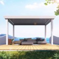 Bestel Pergola 3m x 3m x 2.5 m Pergola LED-vrijstaand gemotoriseerd, Wit, paviljoen, terras, patio tegen fabrieksprijzen