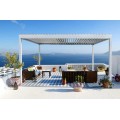 Buy Gazebo with open sky and blinds from rain and sun 4m x 4m x 2.5m Louvre Pergola Pergola LED - free-standing motorized (white) at Factory Prices