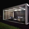 Buy Modular white gazebo with blinds 6m x 4m x 2.5m Louvre Pergola LED - free-standing, automatic, rotary slats at Factory Prices