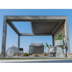 Techo de persiana, pérgola abierta y cerrada, pérgola pérgola bioclimática Moderna 4m x 4m x 2.5 m LED - independiente / automático (grafito / gris) Techo de persiana, pérgola abierta y cerrada, pérgola pérgola bioclimática Moderna 4m x 4m x 2.5 m LED - independiente / automático (grafito / gris)