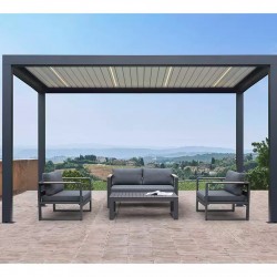 Bioclimatic pergola 6m x 4m x 2.5m Louvre Pergola LED - free-standing, automatic, graphite / grey Bioclimatic pergola 6m x 4m x 2.5m Louvre Pergola LED - free-standing, automatic, graphite / grey