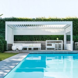 Free-standing motorized pergola, white, rotary slats 4m x 3m x 2.5m Louvers Pergola LED Free-standing motorized pergola, white, rotary slats 4m x 3m x 2.5m Louvers Pergola LED