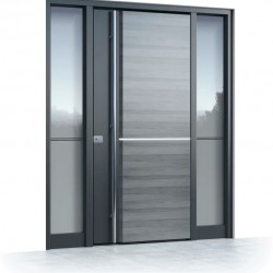 Puerta de entrada con decoración de grano de madera Pirnar Ultimum 524-a-ALU | WOOD-ALU Puerta de entrada con decoración de grano de madera Pirnar Ultimum 524-a-ALU | WOOD-ALU