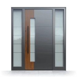 Aluminiowe drzwi wejściowe z dekoracją z drewna Pirnar Premium 1882 / WOOD-ALU