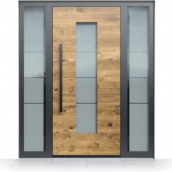 Puerta de entrada con decoración de madera Pirnar Premium 1081 / WOOD-ALU Puerta de entrada con decoración de madera Pirnar Premium 1081 / WOOD-ALU