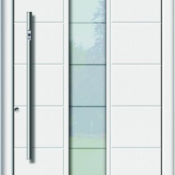 Puerta de entrada blanca con inserciones de vidrio Pirnar Premium 1033 / WOOD-ALU Puerta de entrada blanca con inserciones de vidrio Pirnar Premium 1033 / WOOD-ALU