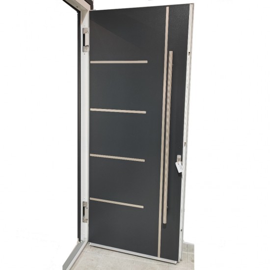 Buy Aluminum grey door with a box, with metal inserts, white inside at Factory Prices
