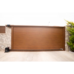 Ворота откатные, с калиткой из сэндвич панелей Ворота откатные, с калиткой из сэндвич панелей