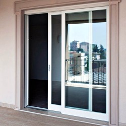 Puertas correderas francesas para balcón, doble acristalamiento de una sola cámara 4/10/4, perfil de Aluminio codeval Plus-70 Slide