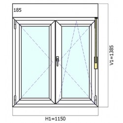 Ventana de doble hoja 1150 x 1385 mm, una hoja pivotante abatible, otra giratoria Salamander BlueEvolution 73, blanco 9010, Mosquitera