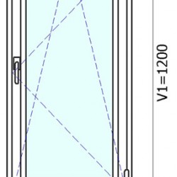 Ventana 600x1200 con una sola cámara de vidrio aislante 4/8/4 transparente, perfil de aluminio Codeval