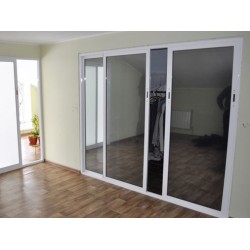 Puertas correderas francesas para balcón, doble acristalamiento de una sola cámara 4/10/4, perfil de Aluminio codeval Plus-70 Slide Puertas correderas francesas para balcón, doble acristalamiento de una sola cámara 4/10/4, perfil de Aluminio codeval Plus-70 Slide