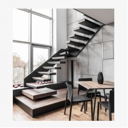 Conception d'escalier moderne avec balustrade en chêne foncé  Conception d'escalier moderne avec balustrade en chêne foncé