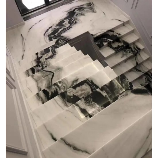 Commandez Carrelage de marche en marbre blanc panda chinois pour escalier, m2 aux prix dusine