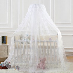 Moustiquaire à baldaquin pour lit bébé en tissu blanc Jacquard Deco Moustiquaire à baldaquin pour lit bébé en tissu blanc Jacquard Deco