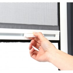 Der vertikale Griff des Luxe-Rollbildschirms ist schwarz oder weiß Der vertikale Griff des Luxe-Rollbildschirms ist schwarz oder weiß