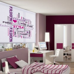 Youth roller blinds with inscriptions Youth roller blinds with inscriptions
