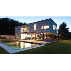 Dosel motorizado inteligente con iluminación LED 3000x2050 m, tela Blanca, perfil Gris, Sensor de viento y sol, control remoto de 15 canales Dosel motorizado inteligente con iluminación LED 3000x2050 m, tela Blanca, perfil Gris, Sensor de viento y sol, control remoto de 15 canales