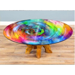 6 mm dicke runde Tischplatte mit polierter Kante mit UV-Fotodruck für Tisch 6 mm dicke runde Tischplatte mit polierter Kante mit UV-Fotodruck für Tisch