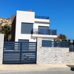 Cerca, Portão, Portão de estilo rancho, visualizado, ventilado, alumínio pintado Cerca, Portão, Portão de estilo rancho, visualizado, ventilado, alumínio pintado